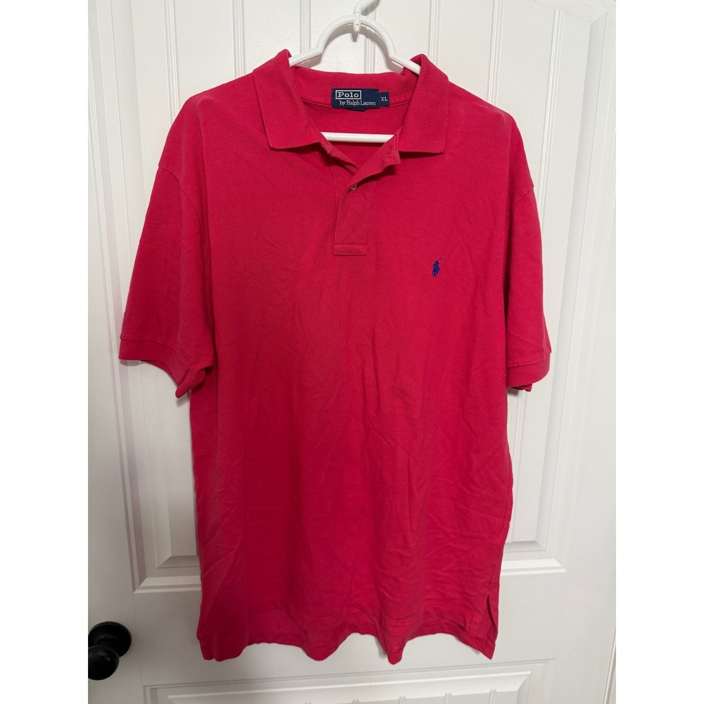 Polo Ralph Lauren Polo Shirt Mens XL Pink Short Sleeve Pique Pony Logo EUC